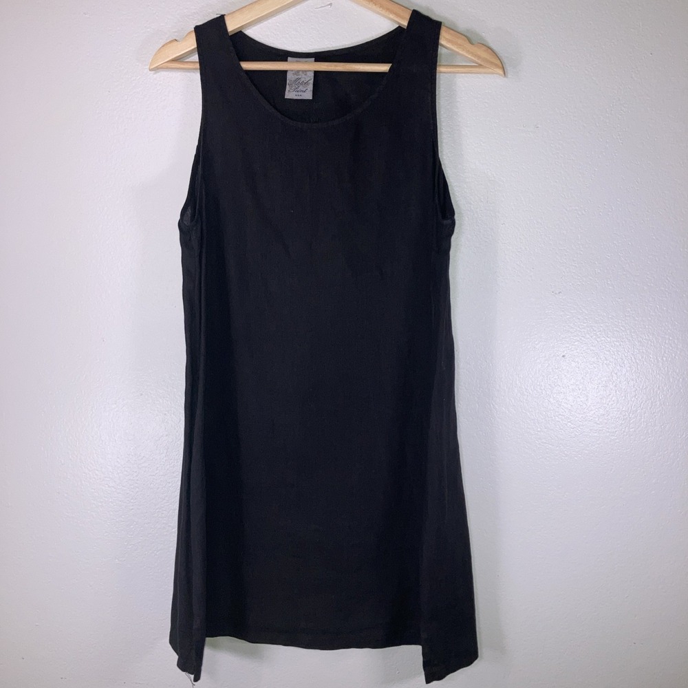 Match Point Linen Womens Tunic Top Black 100% Linen Lagenlook